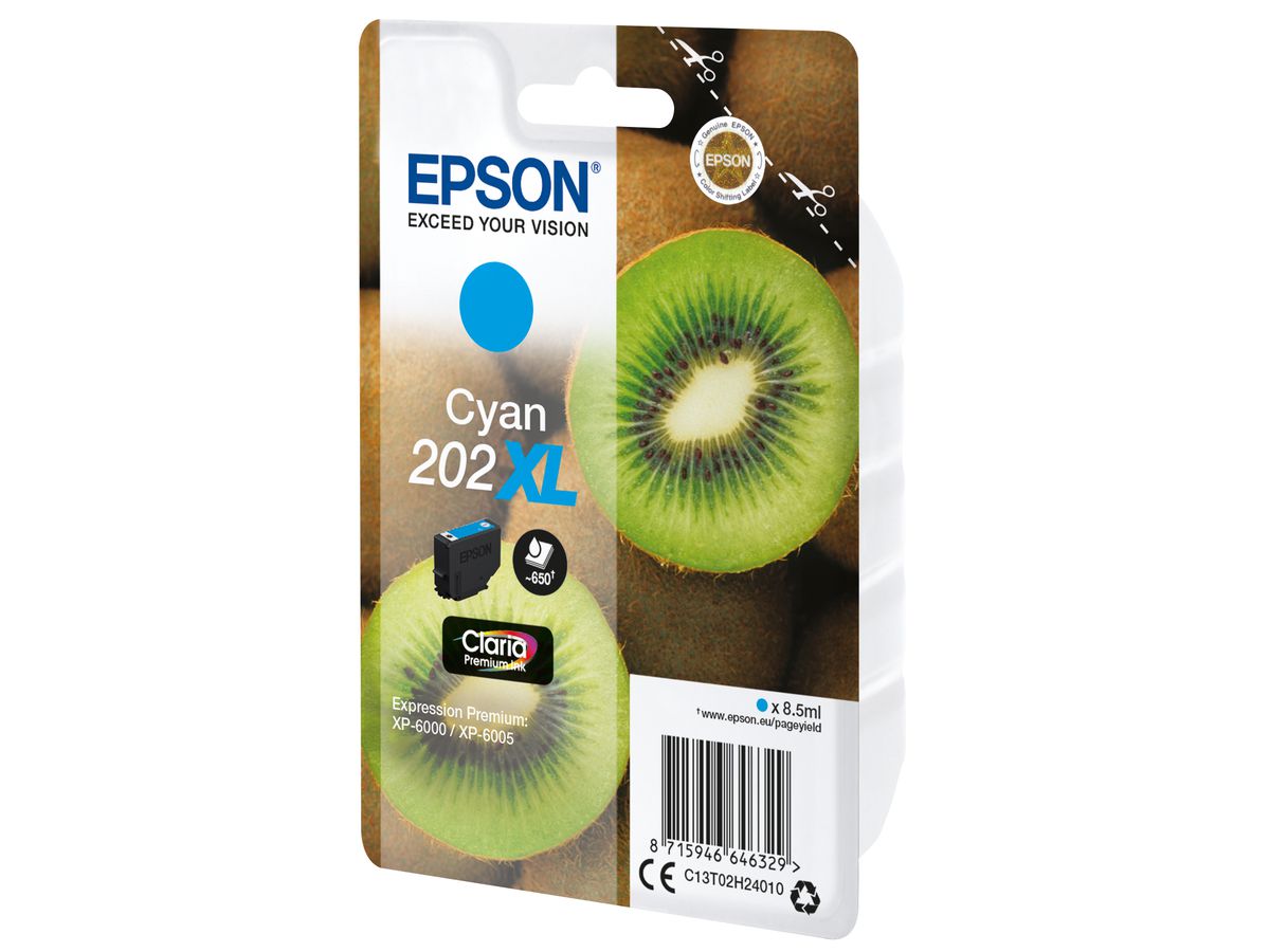 Epson Kiwi Singlepack Cyan 202XL Claria Premium Ink