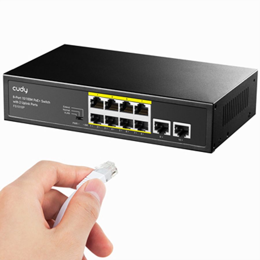 CUDY FS1010PG 8-Port 10/100M PoE+ Switch 2 Gigabit Uplink Ports 120W