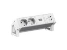 BACHMANN DESK2 ALU WHITE 2xCEE7/3, 1xUSB C/C 65W L=0,2m RAL9010