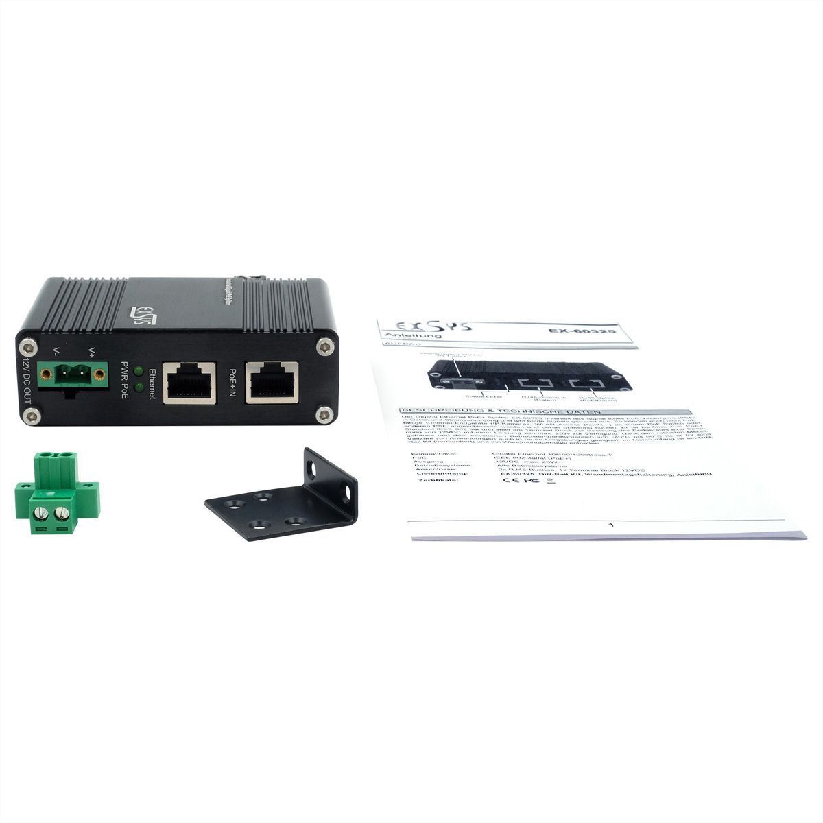 EXSYS EX-60325 10/100/1000 PoE+ Splitter