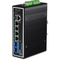 TRENDnet TI-BG62i 6 Port DIN-Rail Switch, Industrial Gigabit L2+ Managed PoE++