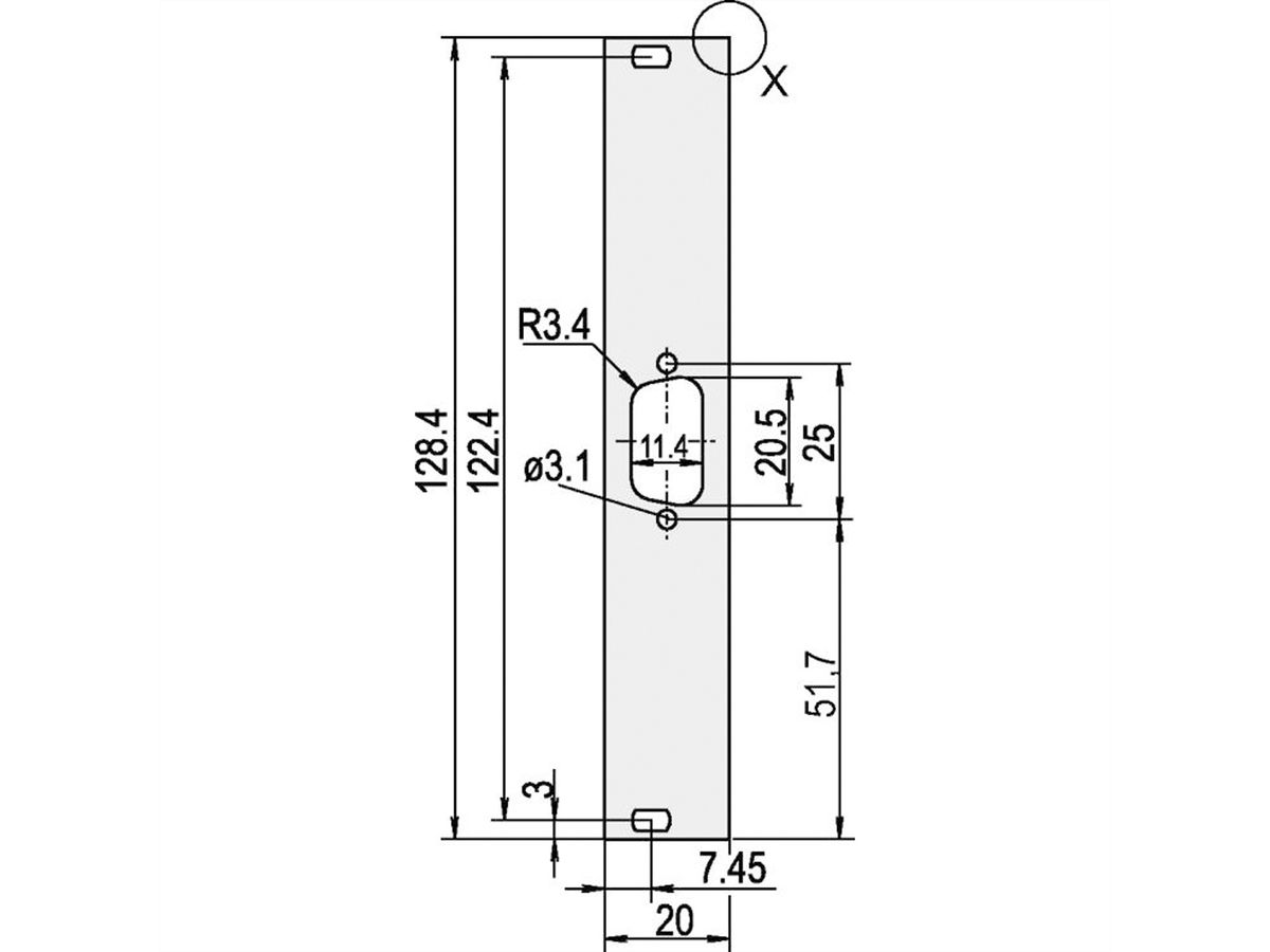 SCHROFF Frontplatten für D-Sub Steckverbinder - TEILFRONTPL.3HE 4TE 1X9 DC