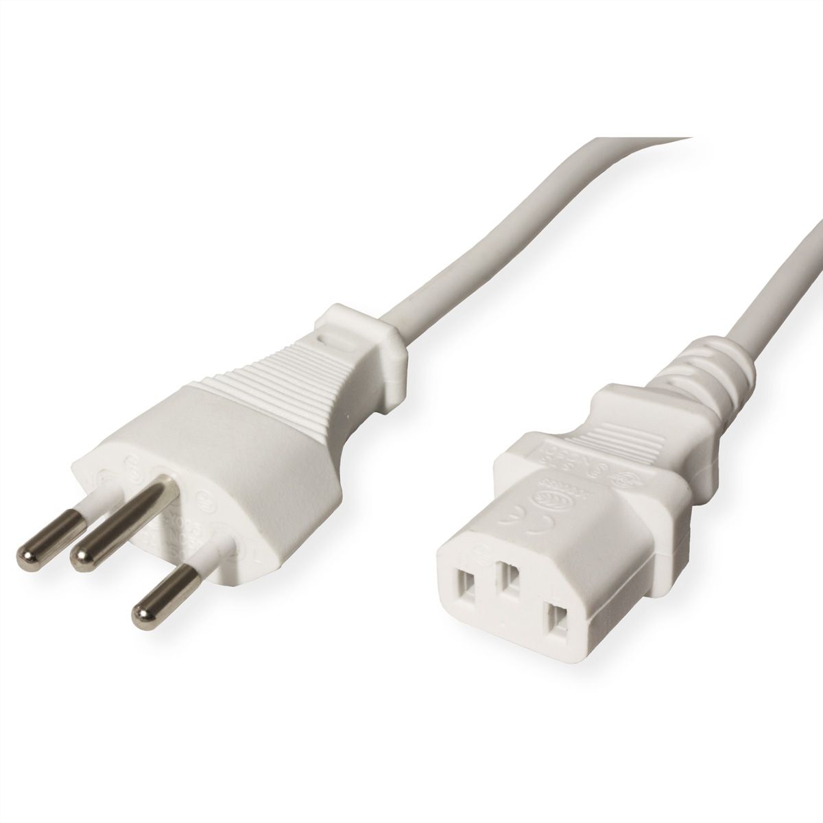 VALUE Netzkabel T12 auf C13, weiß, 1,8 m