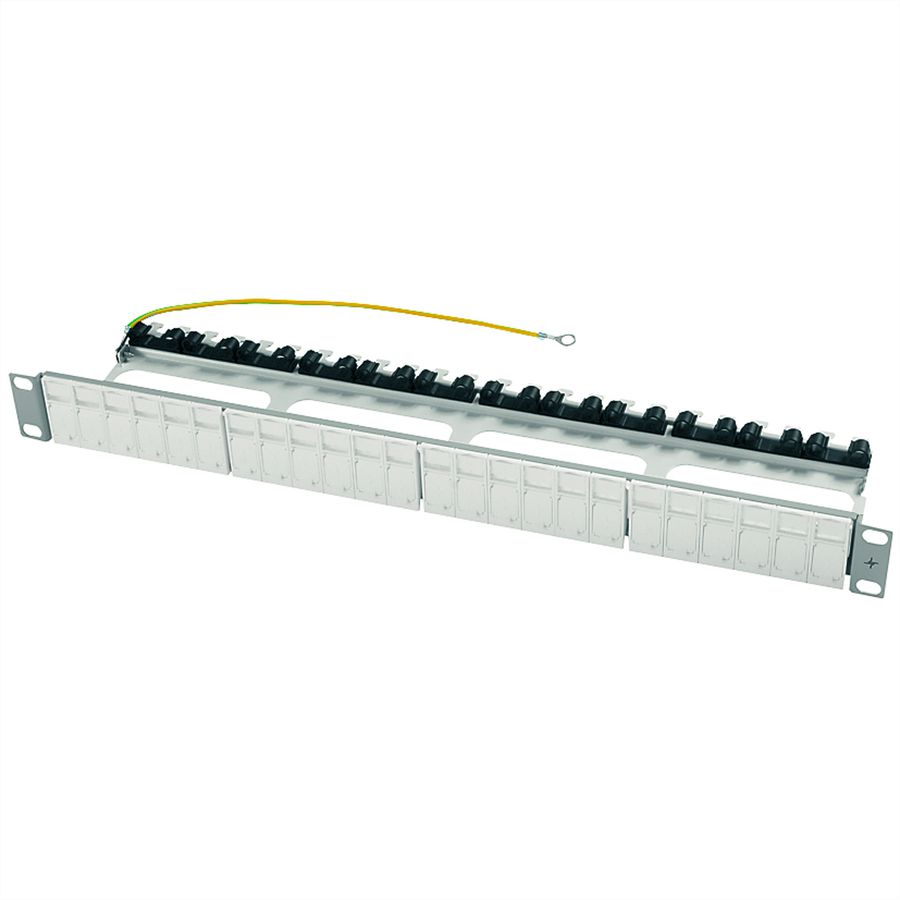 TELEGÄRTNER 19"-Modulträger Flex für AMJ-S/AMJ/UMJ, incl. 24x snap-in-Modulaufn RAL 7035
