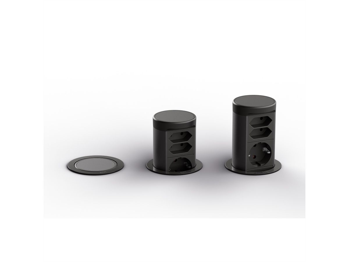 BACHMANN ELEVATOR2 1xCEE7/3 2xEuro, RAL9005 2,0 m AEH