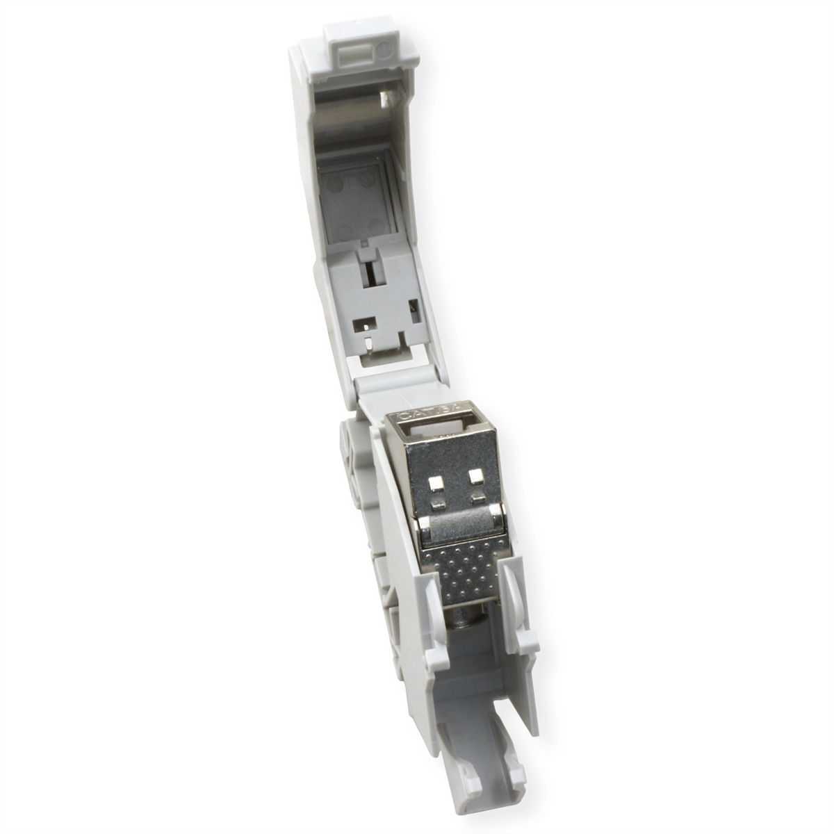 ROLINE Tragschienenadapter für Keystone Module, inkl. Cat.6A Keystone, geschirmt, 45°