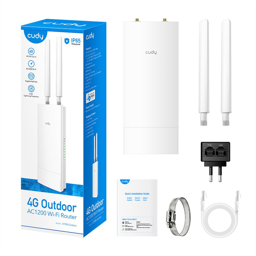 CUDY LT700 Outdoor 4G LTE Cat6 Router AC1200 Wi-Fi Gigabit