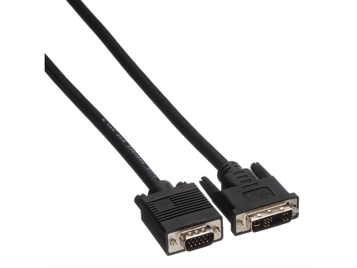 ROLINE DVI-VGA-Kabel, DVI (12+5) ST - HD15 ST, 2 m