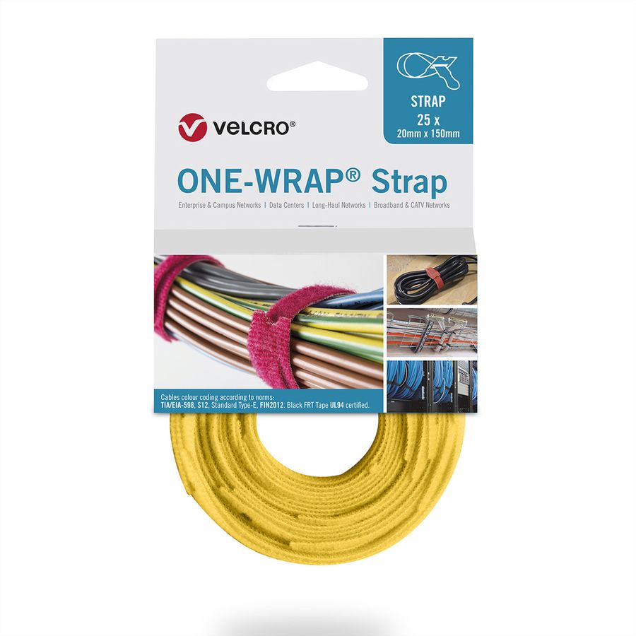 VELCRO® One Wrap® Strap 20mm x 230mm, 25 Stück, gelb