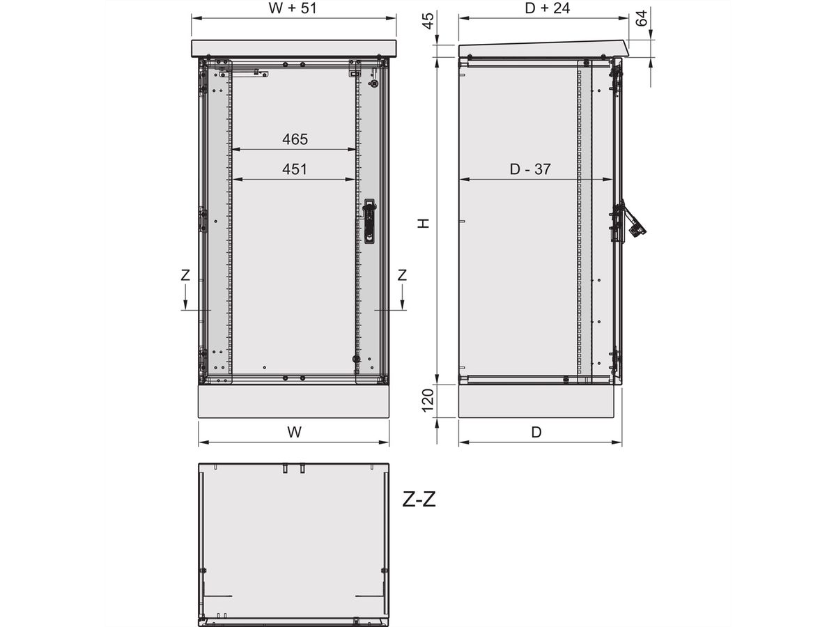 SCHROFF COM ECL 900H600B500T M.SOCK.