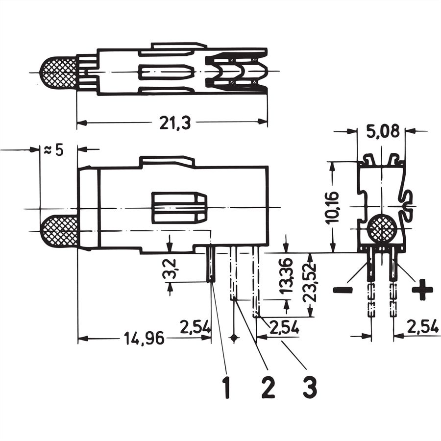 SCHROFF Einfach-LED, lange Bauform, x 3,2 mm - LEUCHTDIODE 3,2 RT 1.EBENE