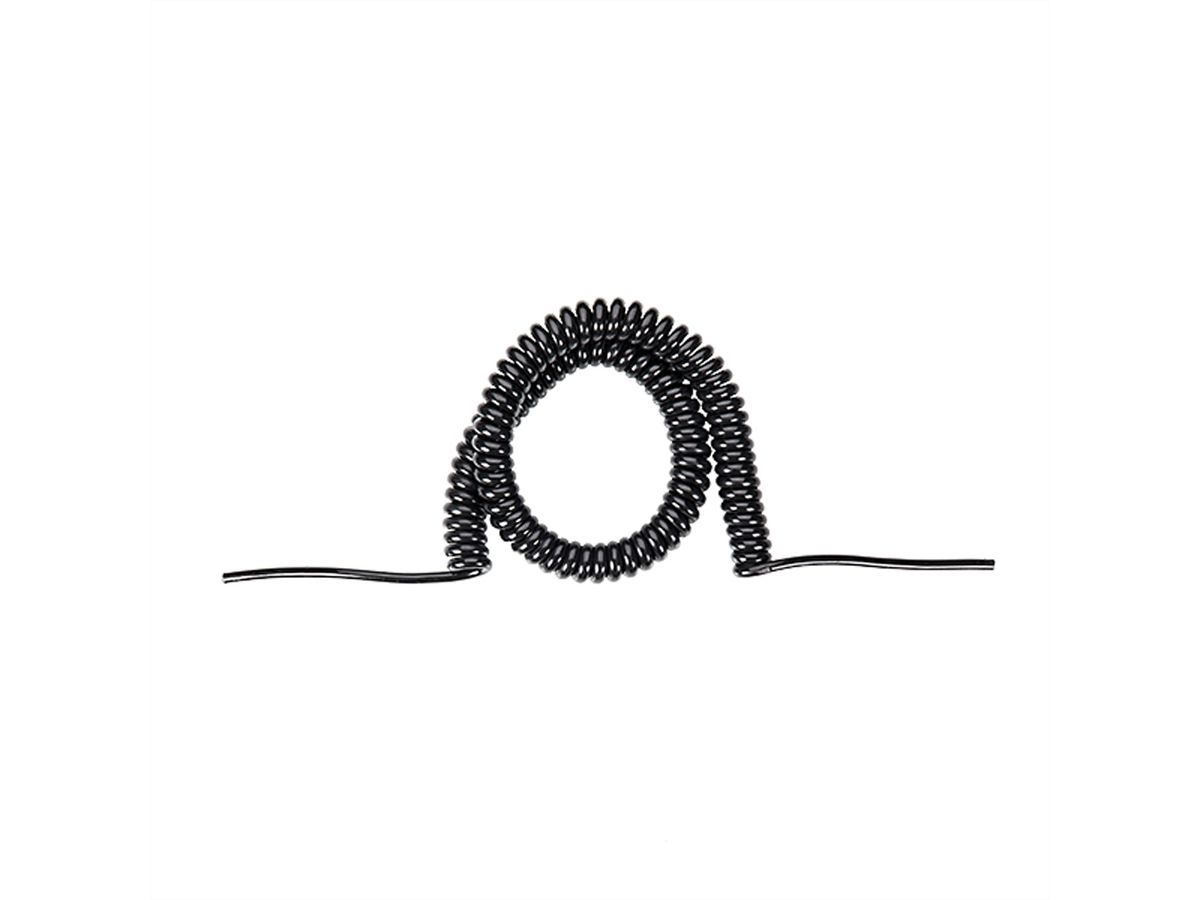 BACHMANN Wendelleitung 1,5m-6m sw 0,2m gerade, H05VV-F 3G1,5mm². beidseit.geschnitten