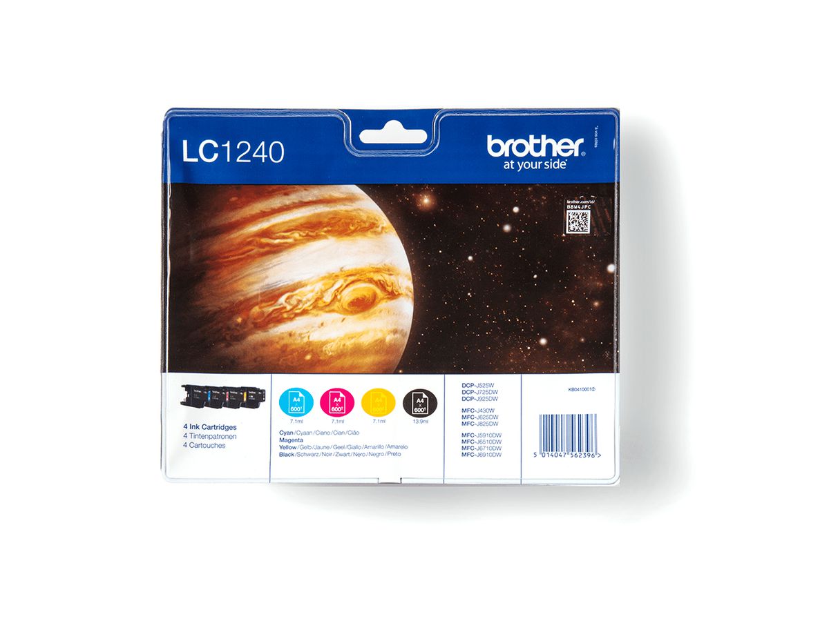 Brother LC1240VALBP Druckerpatrone 4 Stück(e) Original Schwarz, Cyan, Magenta, Gelb
