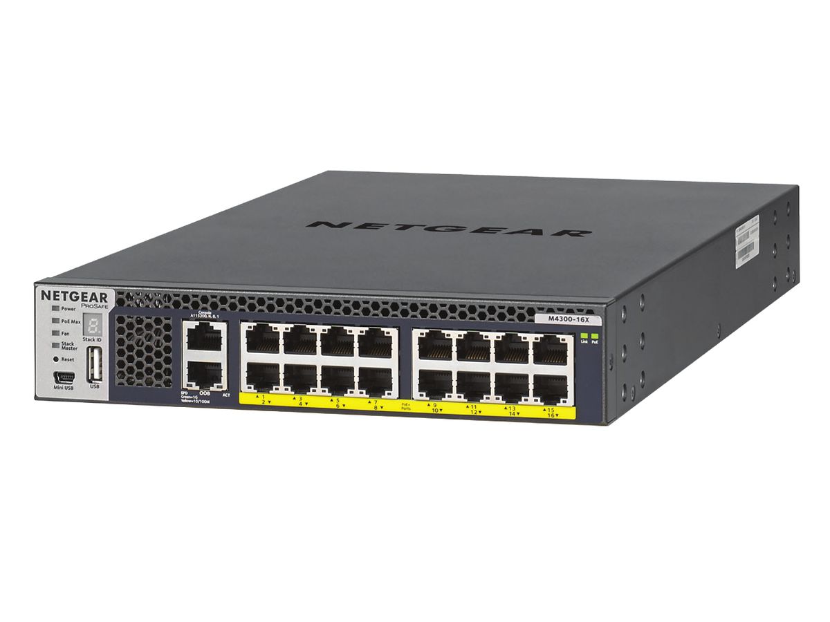 Netgear M4300-16X Managed L3 10G Ethernet (100/1000/10000) Power over Ethernet (PoE) 1U Schwarz