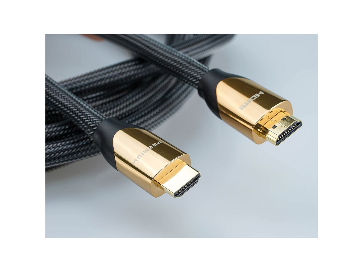 ROLINE 4K PREMIUM HDMI Ultra HD Kabel mit Ethernet, ST/ST, schwarz, 2 m