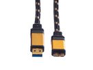 ROLINE GOLD USB 3.2 Gen 1 Kabel, USB A - Micro B, ST/ST, Retail Blister, 0,8 m