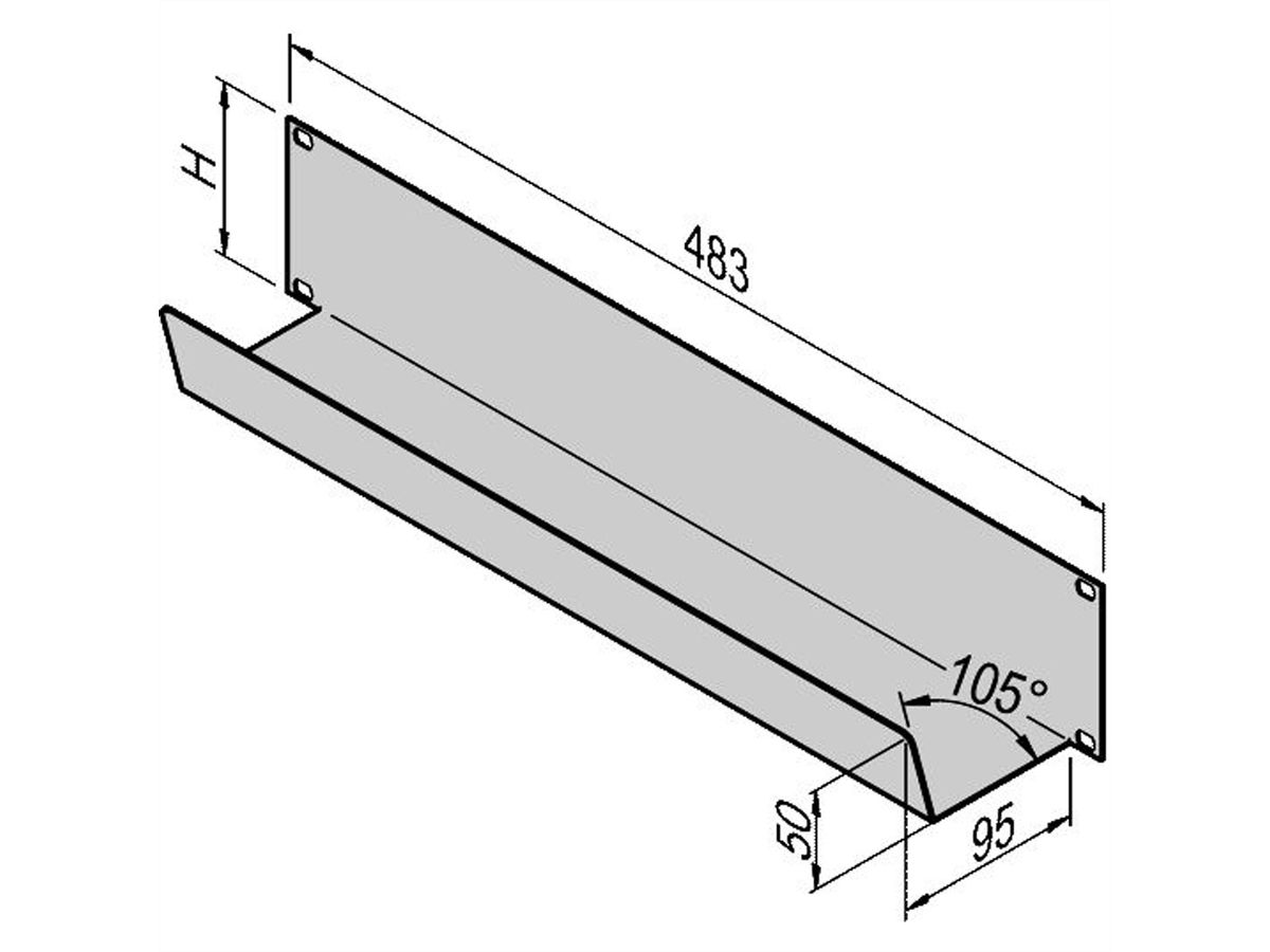 SCHROFF 19"-Frontplatte mit Kabelwanne - KABELWANNE 19" 1HE 95T