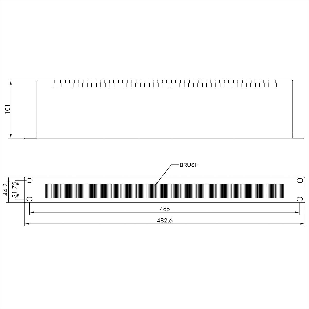VALUE 19-Zoll-Kabeldurchführung 1 HE, mit Bürstendichtung & Kabelträgerplatte, schwarz