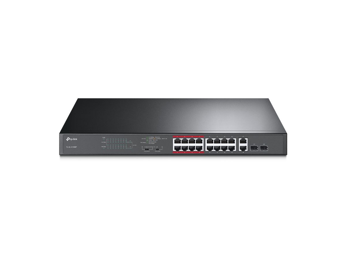 TP-Link TL-SL1218MP Netzwerk-Switch Unmanaged Gigabit Ethernet (10/100/1000) Power over Ethernet (PoE) Schwarz