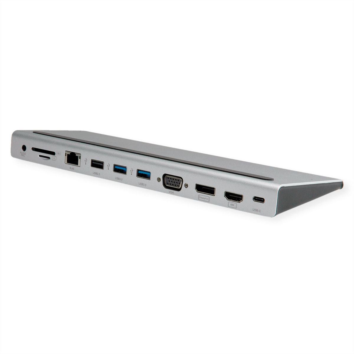 VALUE USB-C Multiport Docking Station, 4K HDMI/DP, VGA, USB, Card Reader, PD, LAN, Audio