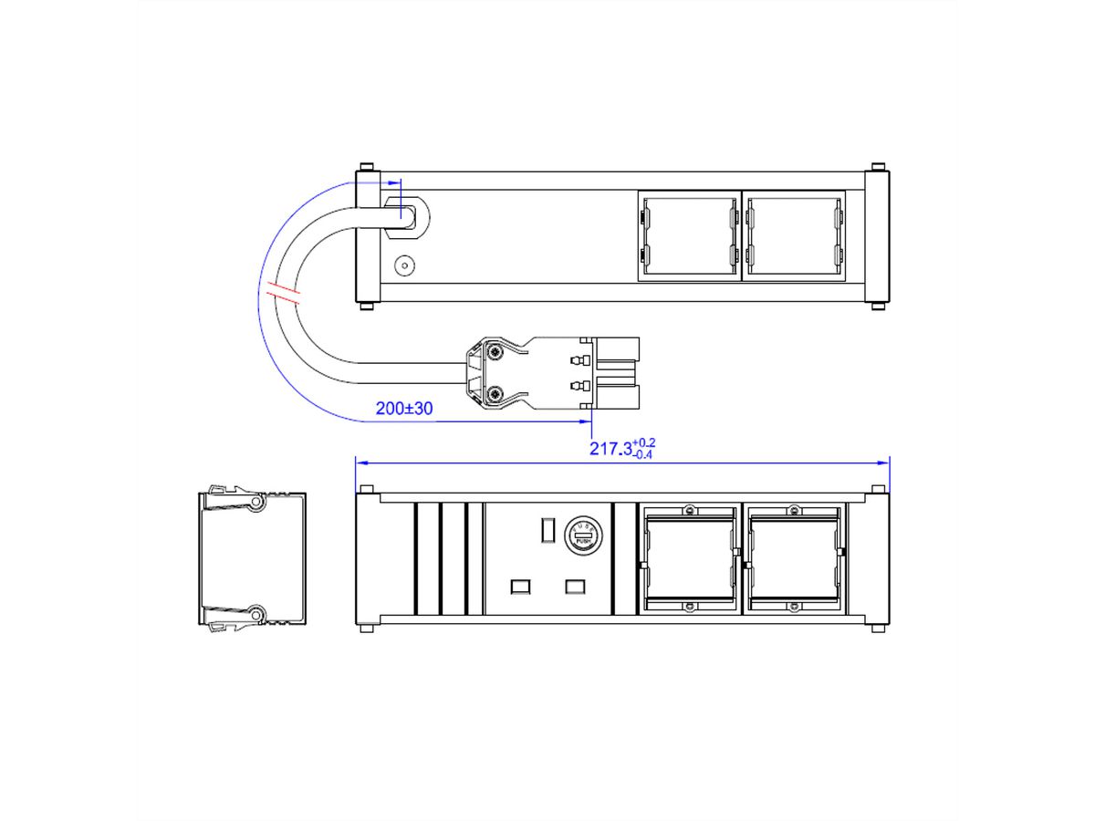 BACHMANN CONI 1xUK 90° 2xCM, Strom 0,2m GST18i3 Unitd Kingdom