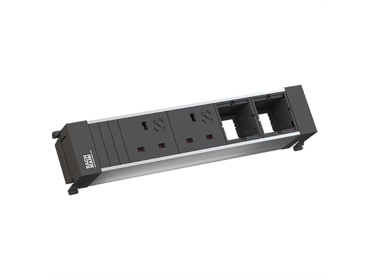 BACHMANN POWER FRAME 2xUK 3,15A 90° 2xCM, Strom 0,2m GST18 United Kingdom