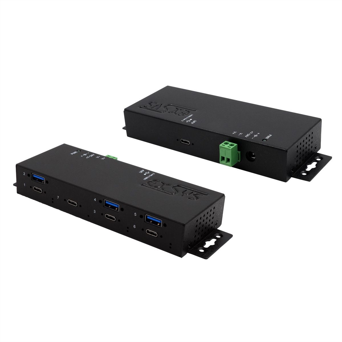 EXSYS EX-1237HMVS 7 Port USB 3.2 Gen2 Hub mit 4 x USB-C und 3 x USB-A Anschluss
