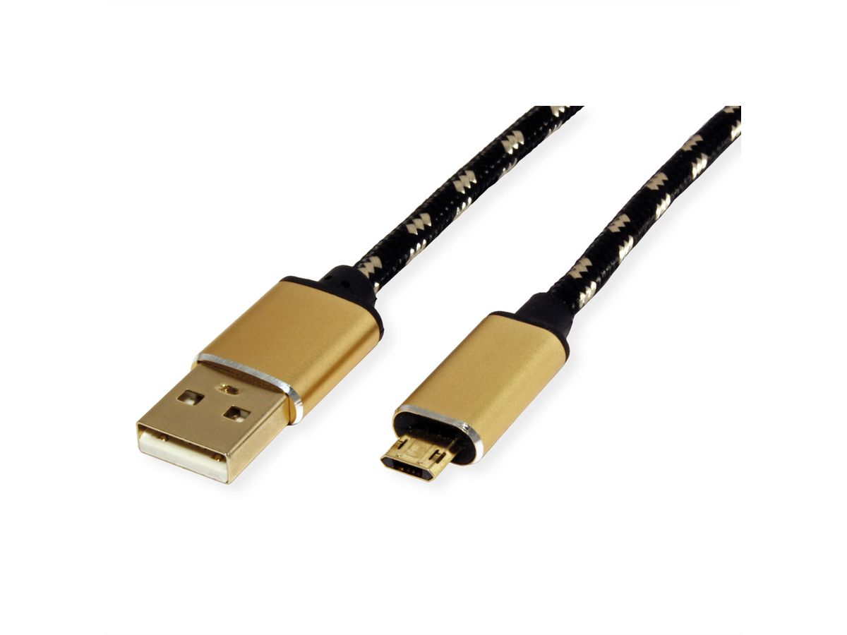 ROLINE GOLD USB 2.0 Kabel, Typ A ST - Micro B ST (reversibel), 1,8 m