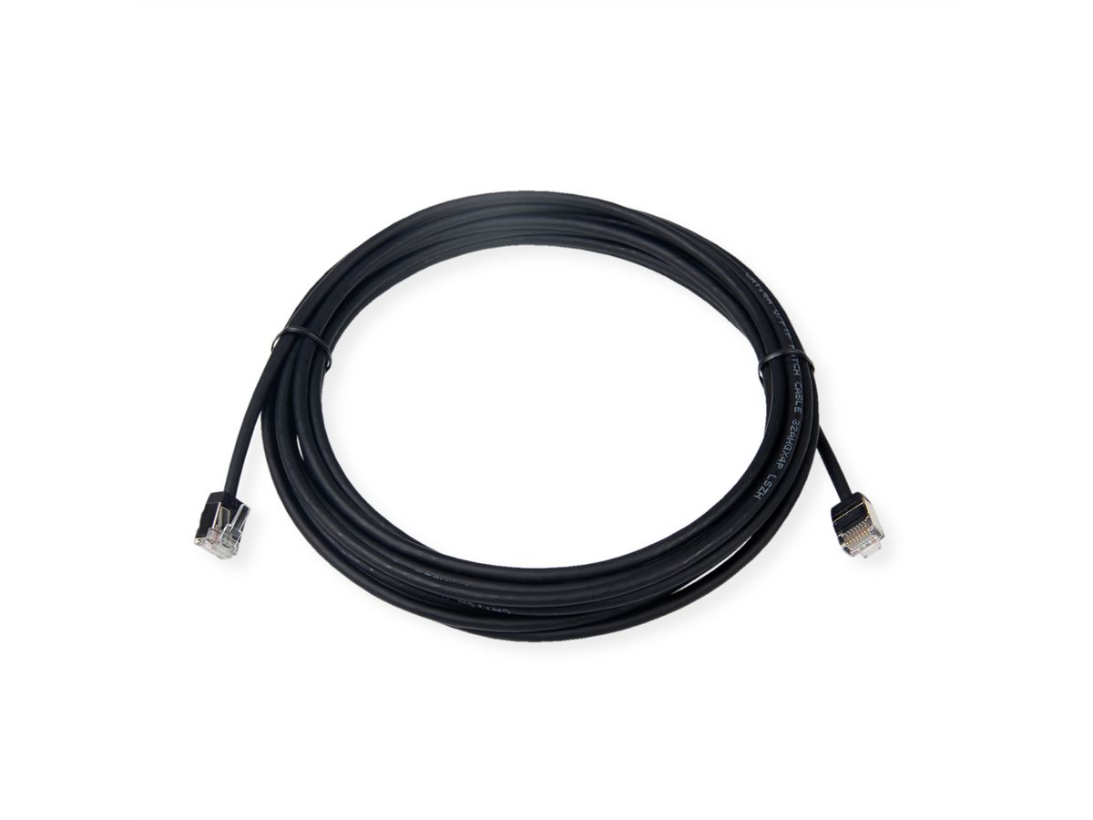 ROLINE U/FTP DataCenter Patchkabel Kat.6A (Class EA), LSOH, slim, extra kurzer Stecker, schwarz, 2 m