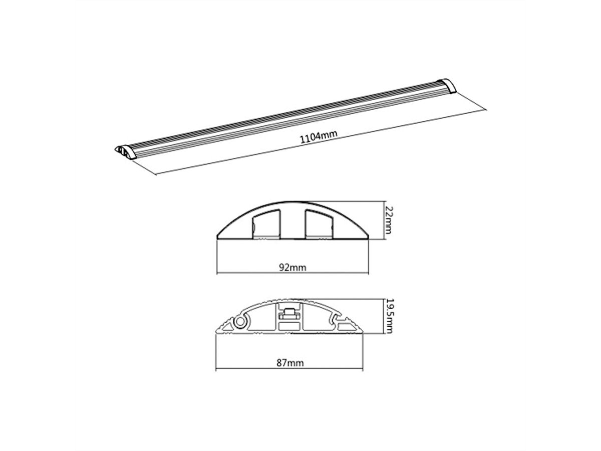 ROLINE Kabel-Brücke, Aluminium, 92 x 22 mm, silberfarben, 1,1 m