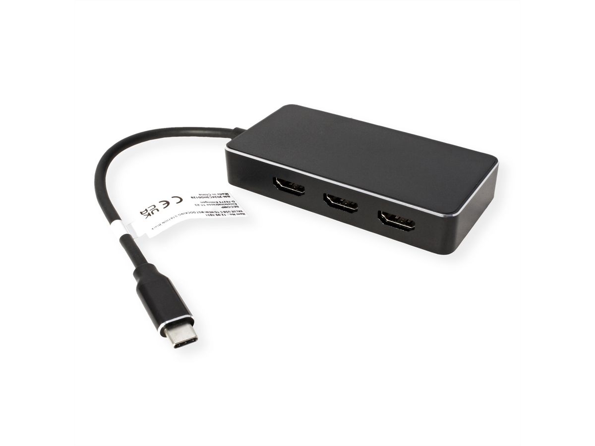VALUE Multi-Display Adapter USB Typ C - 3x HDMI, Multi-Stream 4K
