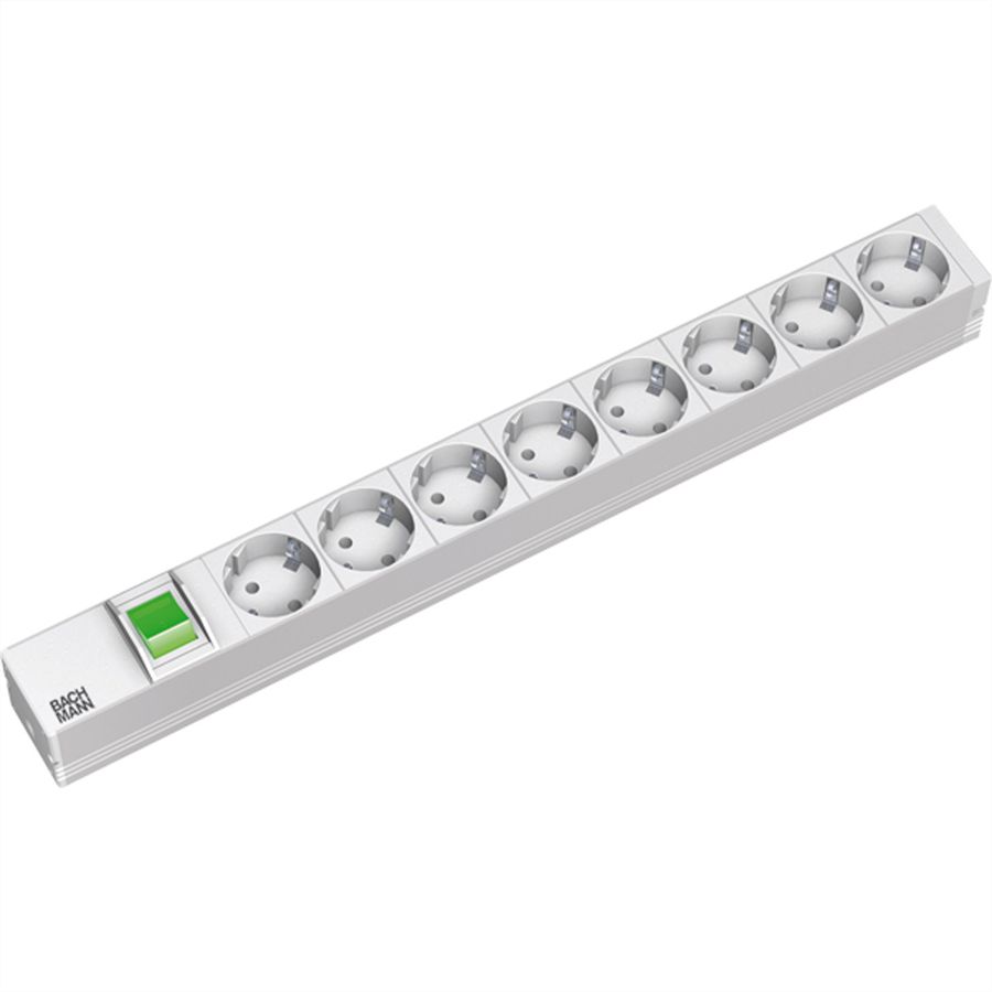 BACHMANN 19" Steckdosenleiste 8fach, mit Schalter, Aluminium