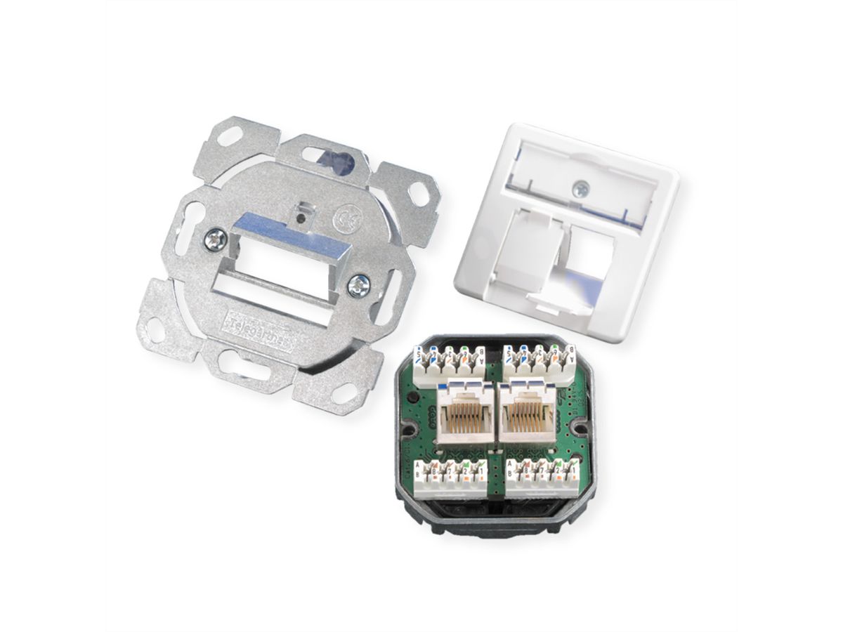 TELEGÄRTNER Dose AMJ45 UP/50 2x RJ-45 Kat.6 (Class E), alpinweiss