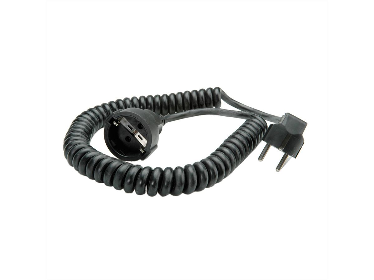 BACHMANN Schutzkontakt-Spiralverlängerung 230V/16A, schwarz, 4 m