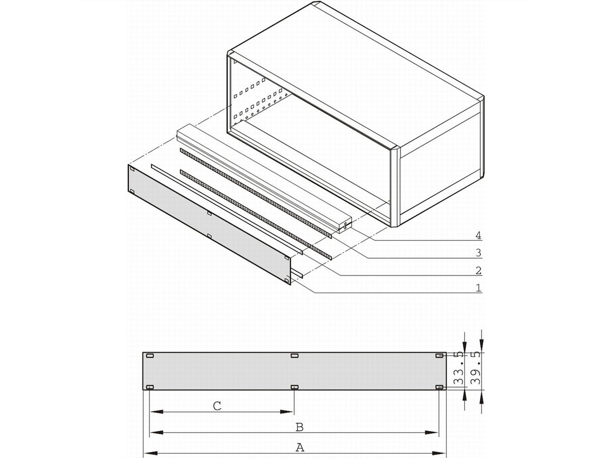 SCHROFF EMV-Teilfrontplatte 1 HE - TEILFRONTPLATTE HF 1HE 84TE