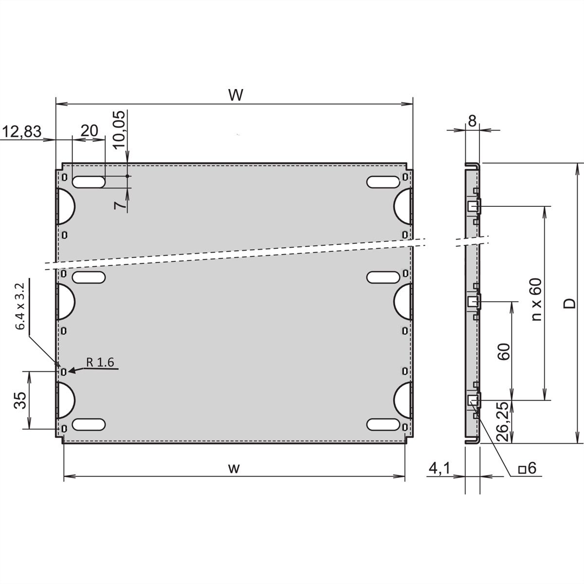 SCHROFF Montageplatte Standard - MONTAGEPLATTE 340T 42TE