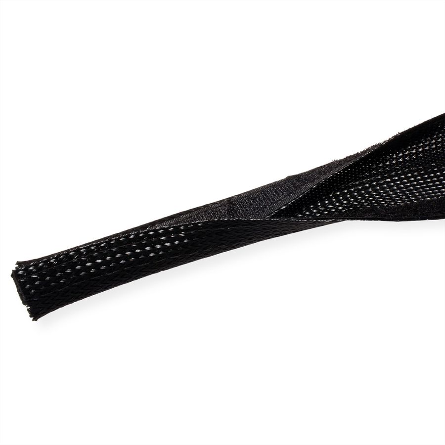 ROLINE PVC Gewebeschlauch für Kabelbündelung, mit Klettband, schwarz, 2,5 m