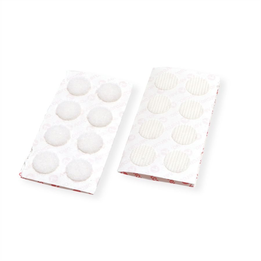 VELCRO® Klettpunkte Selbstklebend, Haken & Flausch 16mm x 16 sets Weiß