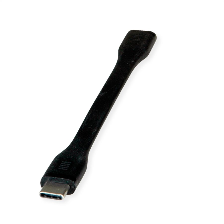 ROLINE USB4 Gen3x2 Verlängerungskabel, USB C-C, ST/BU, 8K UHD-2, 40Gbit/s, 100W, extra-flach, schwarz, 11,5 cm