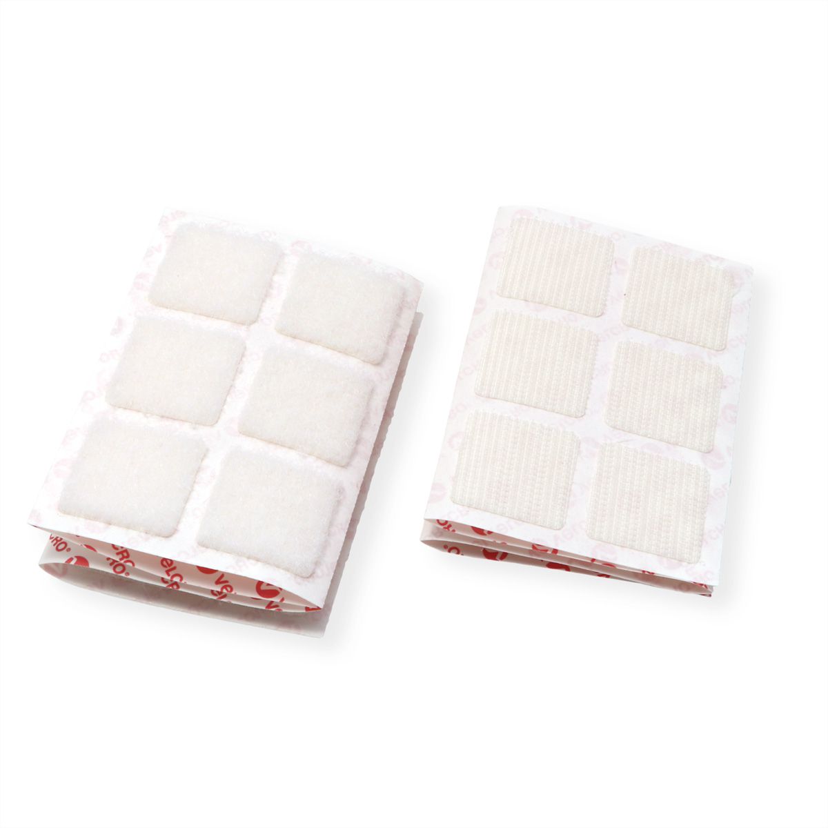 VELCRO® Klettquadrate Selbstklebend, Haken & Flausch 25mm x 25mm x 24 sets Weiß