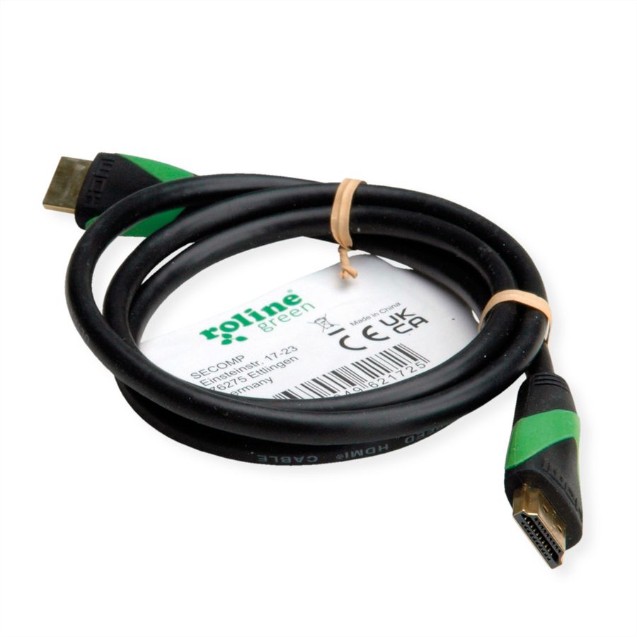 ROLINE GREEN ATC 8K HDMI Ultra HD Kabel mit Ethernet, ST/ST, schwarz, 2 m