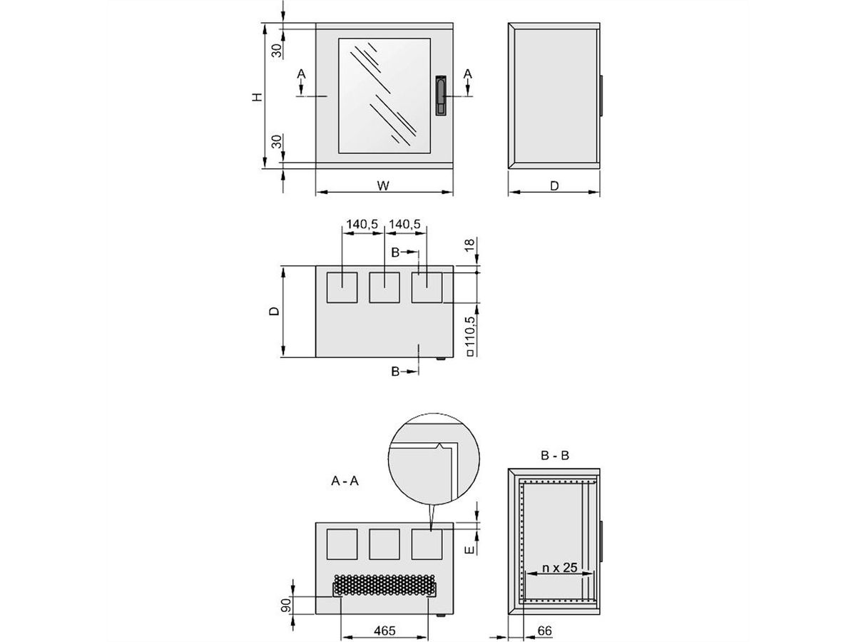 SCHROFF EPCASE 16 HE, (H x B x T) 812 x 600 x 600 mm