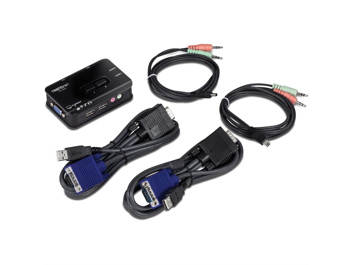 TRENDnet TK-209K KVM Switch 2-Port USB Kit mit Audio