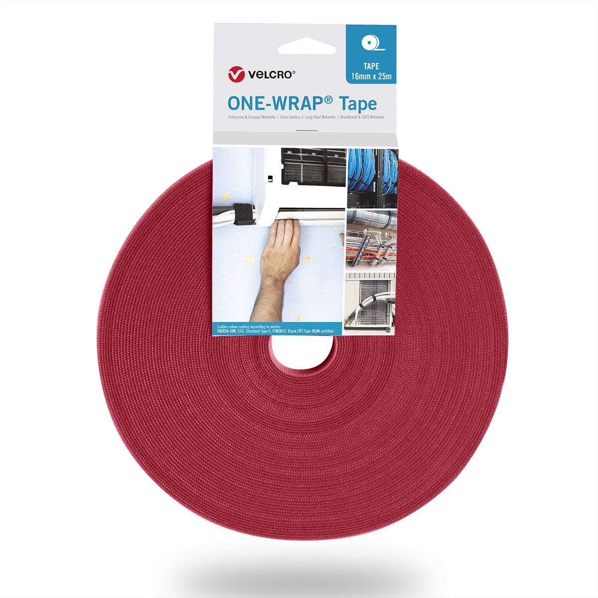 VELCRO® One Wrap® Band 30 mm breit, rot, 25 m
