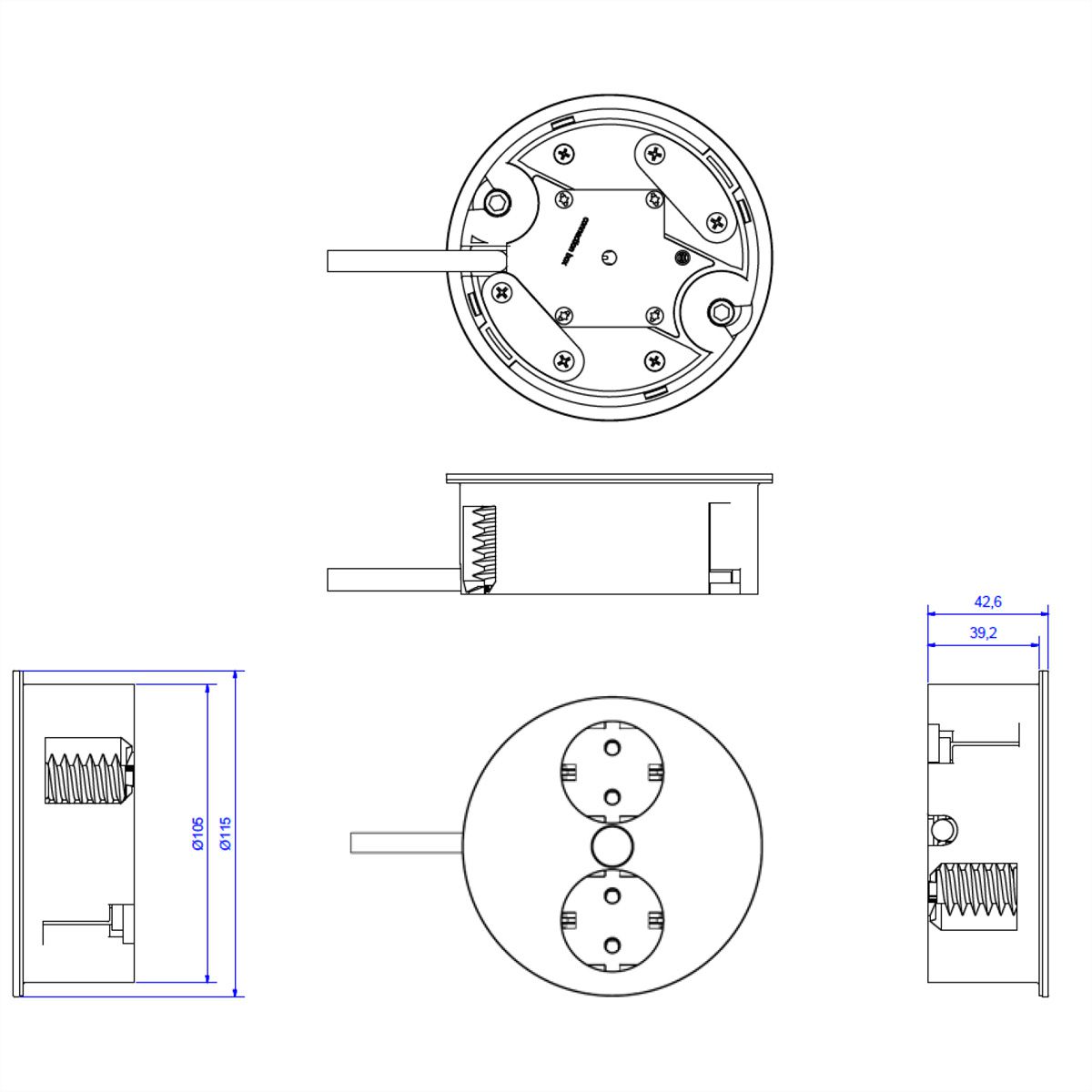 BACHMANN TWIST 2x Schutzkontakt, Aderendhülsen, Schutzkontaktmontagestecker, chrom, 2 m