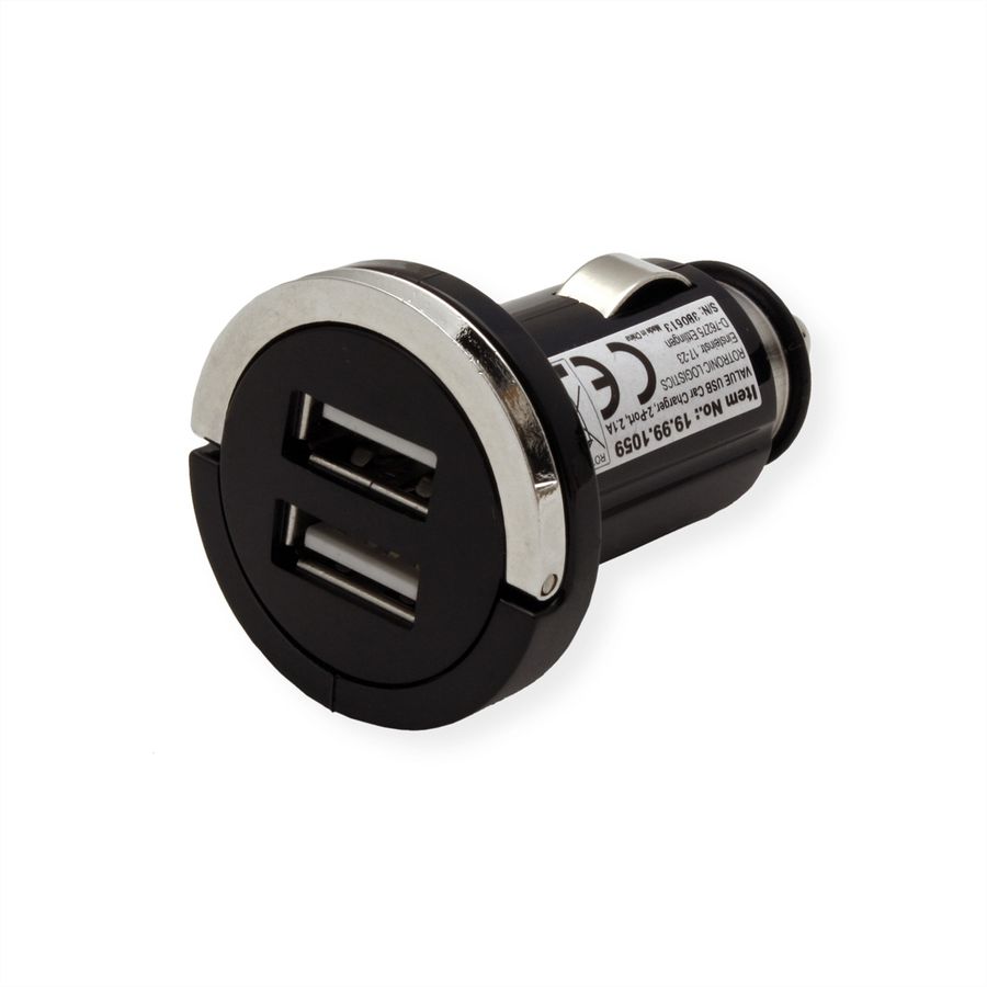 VALUE USB Charger mit KFZ-Stecker, 2 Port, 10W