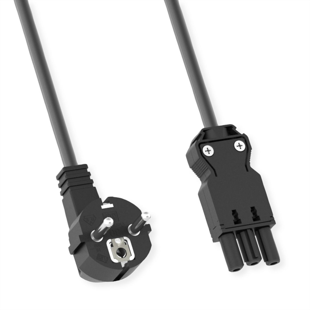 BACHMANN Gerätezuleitung Schutzkontakt/Gerätekupplung GST18-3, halogenfrei, schwarz, 3 m