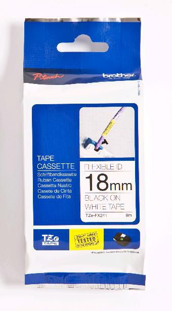 Brother TZe-FX241 Etiketten erstellendes Band Schwarz auf weiss TZ