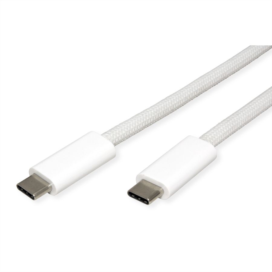 ROLINE USB4 Gen3x2 Kabel, C–C, ST/ST, 8K UHD-2, 40Gbit/s, 240W, weiß, 1 m