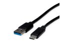 ROLINE RM USB 3.2 Gen 1 Kabel, A-C, ST/ST, schwarz, 1 m